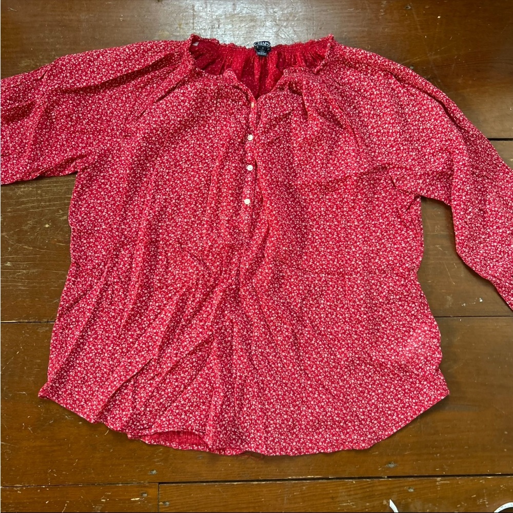 Chaps Red Patterned Blouse